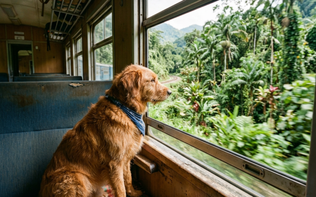 Perro en un tren