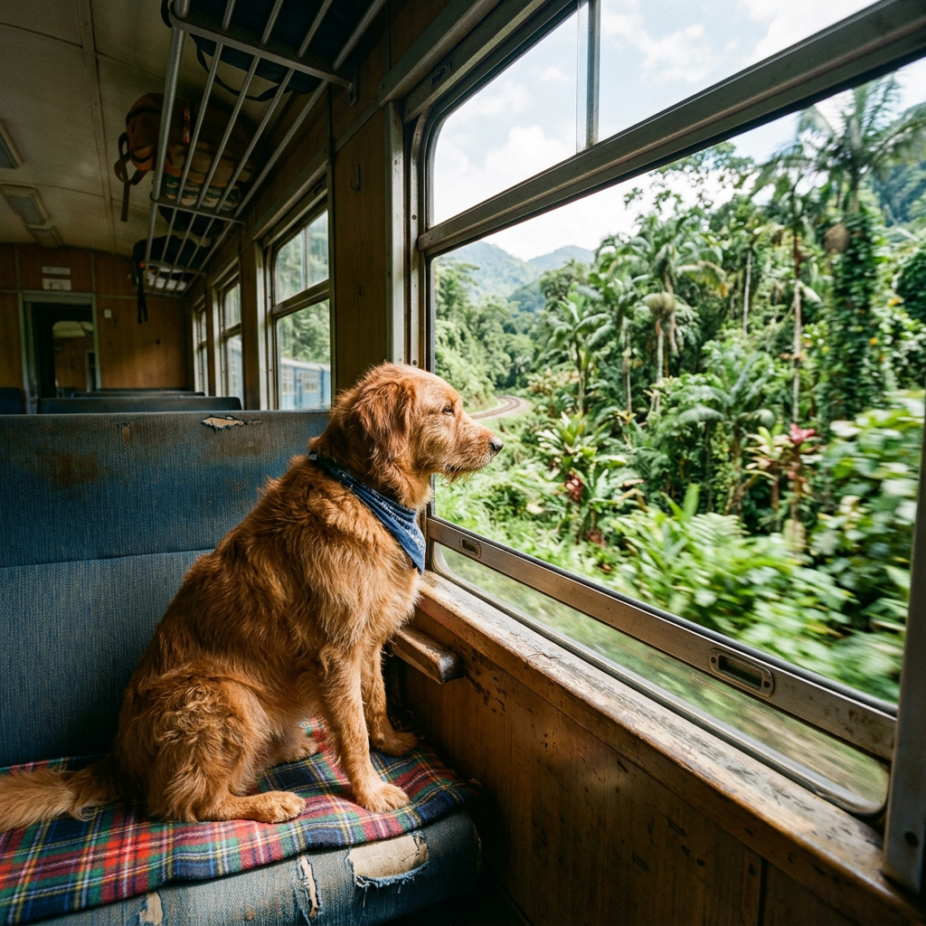 Perro en un tren